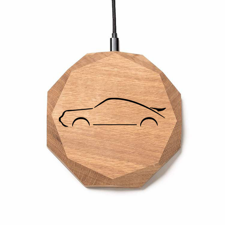 Wireless Charger QI 911 / Elfer Design (Gravur) [Eiche] Holz