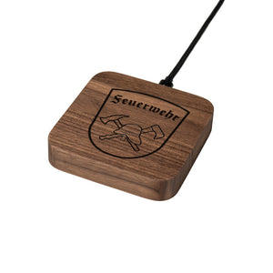 Wireless Charger Blocks Feuerwehr Design (Gravur) [Walnuss] Holz